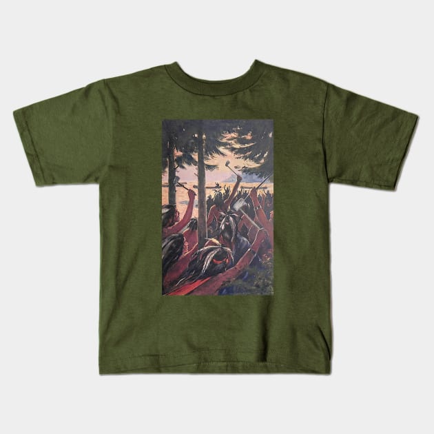 He Saw The Whole Body of Warriors, Shouting And Gesticulating Wildly Kids T-Shirt by Star Scrunch